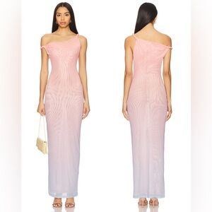 Good American Mesh Twist Maxi Dress brand in Sunset Gradient Size Medium NWT